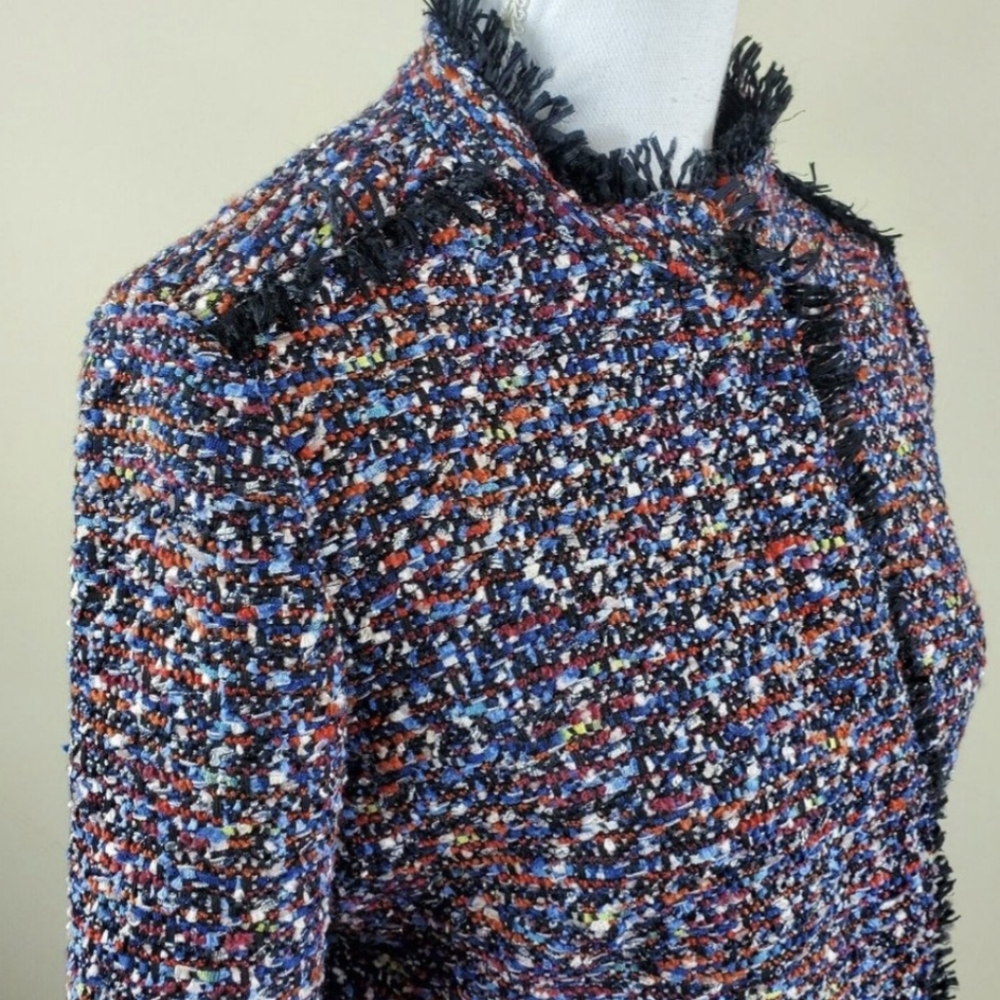 Ann Taylor Confetti Tweed Fringe Jacket Blazer XS - Picture 5 of 11